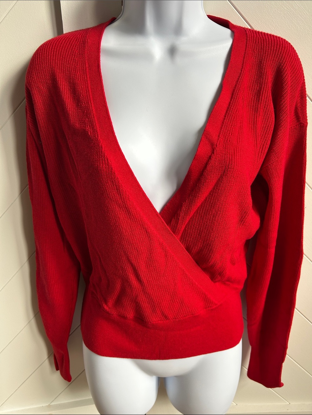 Banana Republic Factory Red V-Neck Wrap Pullover